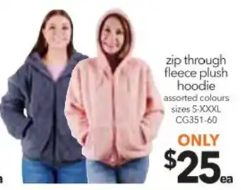 Cheap as Chips Zip Through Fleece Plush Hoodie offer