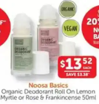 WHOLELIFE catalogue Organic Deodorant Roll On Lemon Myrtle or Rose & Frankincense offer