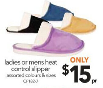Cheap as Chips Ladies or Mens Heat Control Slipper offer