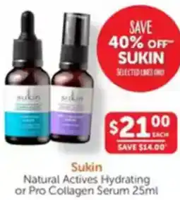 WHOLELIFE catalogue Natural Actives Hydrating or Pro Collagen Serum offer