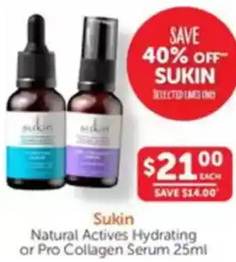 WHOLELIFE catalogue Natural Actives Hydrating or Pro Collagen Serum offer