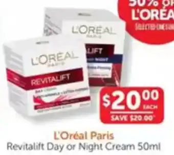 WHOLELIFE catalogue Paris Revitalift Day or Night Cream offer