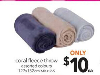 Cheap as Chips Coral Fleece Throw 127x152cm offer