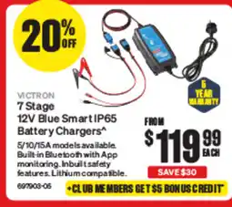 SuperCheap Auto 7 Stage 12V Blue Smart IP65 Battery Chargers offer