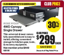 SuperCheap Auto 4WD Canopy Single Drawer offer