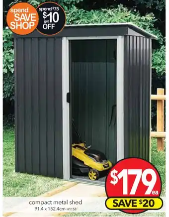 Cheap as Chips Compact Metal Shed 91.4x152.4cm offer