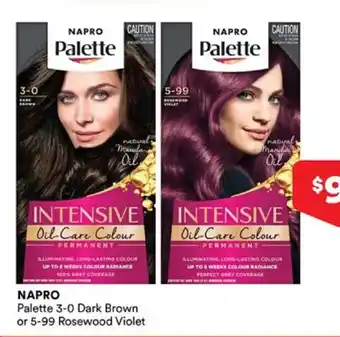 Priceline Napro Palette 3-0 Dark Brown or 5-99 Rosewood Violet offer