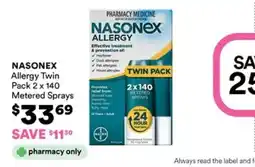 Priceline Nasonex Allergy Twin Pack 2 x 140 Metered Sprays offer