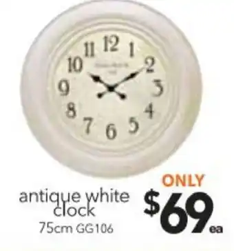 Cheap as Chips Antique White Clock 75cm offer