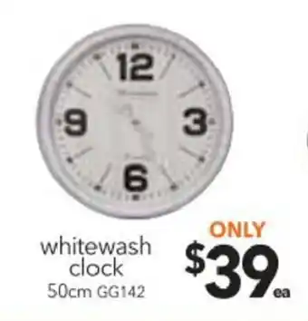 Cheap as Chips Whitewash Clock 50cm offer