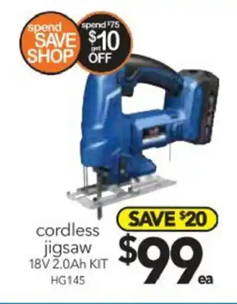 Cheap as Chips Cordless Jigsaw 18V 2.0Ah Kit offer