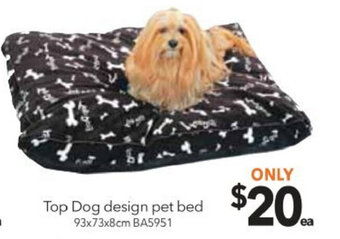 Cheap as Chips Top Dog Design Pet Bed 93x73x8cm BA5951 offer