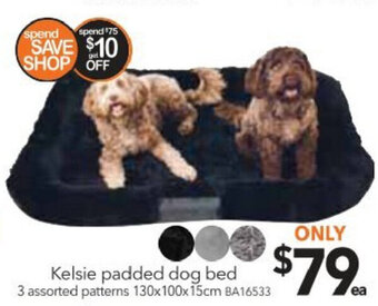 Kelsie Padded Dog Bed 130x100x15cm