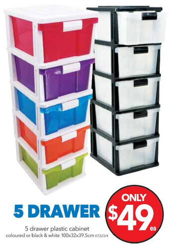 Cheap as Chips 5 Drawer Plastic Cabinet offer