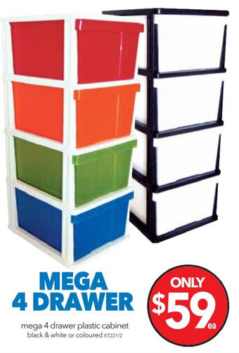 Cheap as Chips Mega 4 Drawer Plastic Cabinet offer