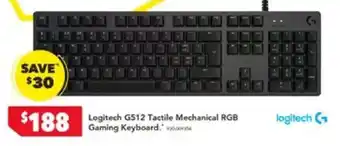 Harvey Norman $Logitech G512 Tactile Mechanical RGB Gaming Keyboard offer