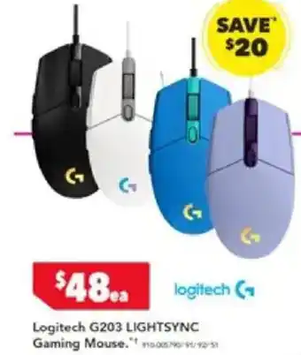 Harvey Norman Logitech G203 LIGHTSYNC Gaming Mouse offer