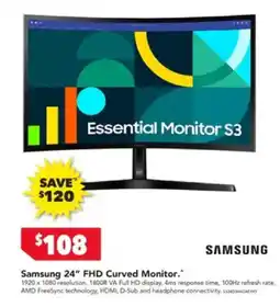 Harvey Norman Samsung 24 FHD Curved Monitor offer