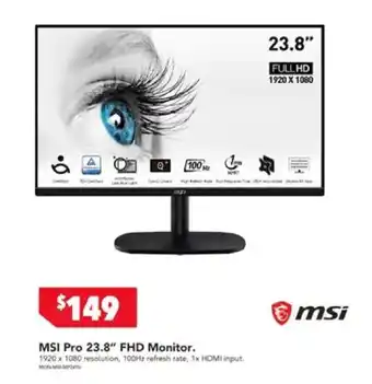 Harvey Norman MSI Pro 23.8 FHD Monitor offer