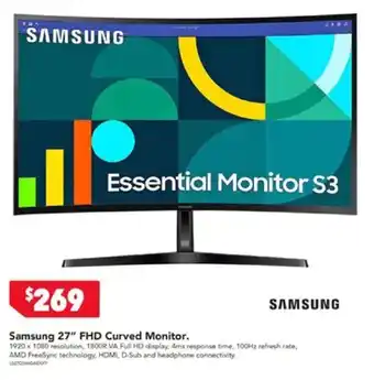 Harvey Norman Samsung 27 FHD Curved Monitor offer