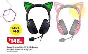 Harvey Norman Razer Kraken Kitty V2 USB Gaming Headset with RGB Kitty Ears offer