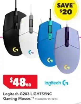 Harvey Norman Logitech G203 LIGHTSYNC Gaming Mouse offer