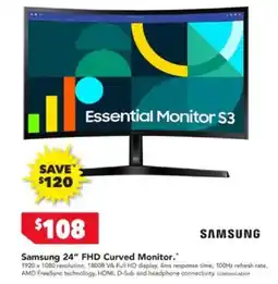 Harvey Norman Samsung 24 FHD Curved Monitor offer