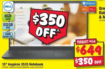 JB Hi-Fi 15 Inspiron 3535 Notebook offer