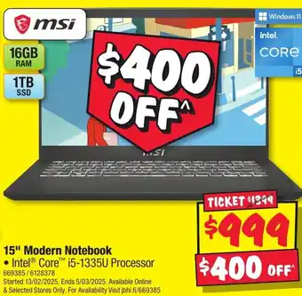 JB Hi-Fi 15" Modern Notebook offer