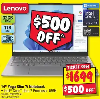 JB Hi-Fi 14" Yoga Slim 7i Notebook offer