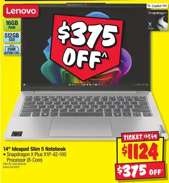 JB Hi-Fi 14" Ideapad Slim 5 Notebook offer