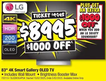 JB Hi-Fi 83" 4K Smart Gallery OLED TV offer