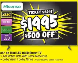 JB Hi-Fi 85" 4K Mini LED QLED Smart TV offer