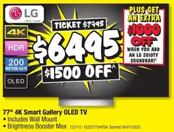 JB Hi-Fi 7777" 4K Smart Gallery OLED TV offer