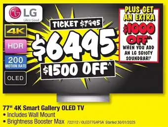 JB Hi-Fi 7777" 4K Smart Gallery OLED TV offer