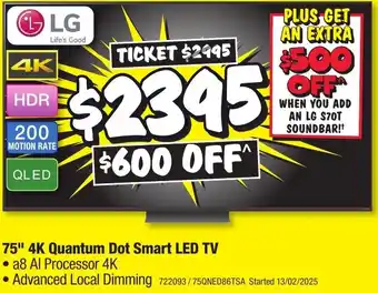 JB Hi-Fi 75" 4K Quantum Dot Smart LED TV offer