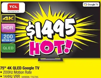 JB Hi-Fi 75" 4K QLED Google TV offer