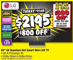 JB Hi-Fi 65" 4K Quantum Dot Smart Mini LED TV offer