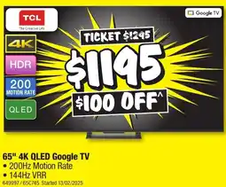 JB Hi-Fi 65" 4K QLED Google TV offer