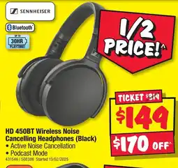 JB Hi-Fi HD 450BT Wireless Noise Cancelling Headphones Black offer