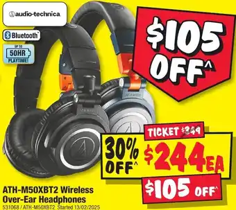 JB Hi-Fi ATH-M50XBT2 Wireless Over-Ear Headphones offer