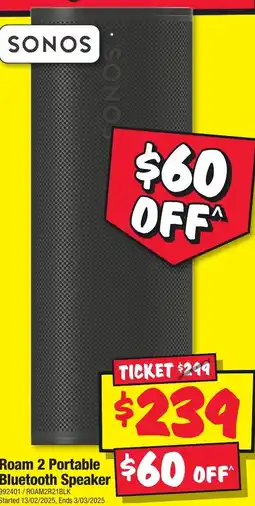 JB Hi-Fi Roam 2 Portable Bluetooth Speaker offer