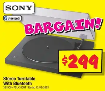 JB Hi-Fi Stereo Turntable With Bluetooth offer