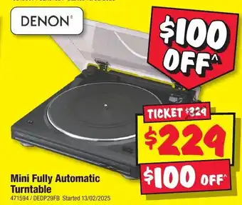 JB Hi-Fi Mini Fully Automatic Turntable offer