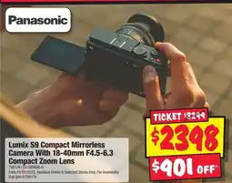 JB Hi-Fi Lumix S9 Compact Mirrorless Camera With 18-40mm F4.5-6.3 Compact Zoom Lens offer