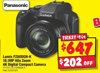 JB Hi-Fi Lumix FZ80DGN-K 18.1MP 60x Zoom 4K Digital Compact Camera offer