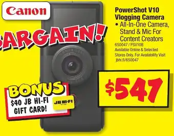 JB Hi-Fi PowerShot V10 Vlogging Camera All-In-One Camera offer