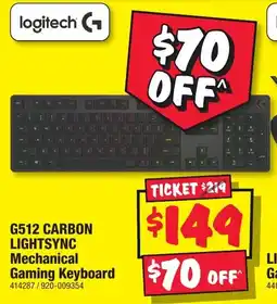 JB Hi-Fi G512 CARBON LIGHTSYNC Gaming Mouse Keyboard offer