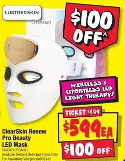 JB Hi-Fi ClearSkin Renew Pro Beauty LED Mask offer