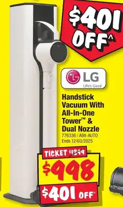 JB Hi-Fi Handstick Vacuum With All-In-One Tower & Dual Nozzle offer